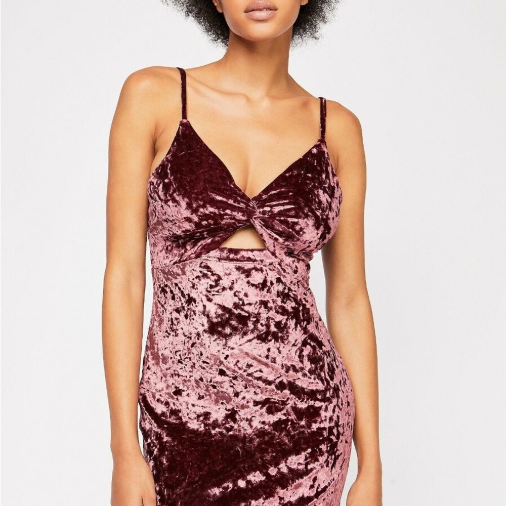 Intimately Free People Crushed By Velvet Pink Cutout Sleeveless Dress Coquette